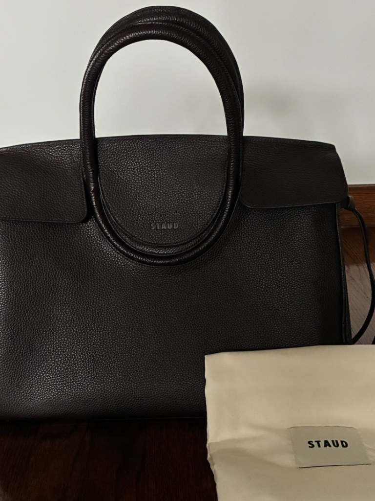 Staud Maude Leather Carryall Tote Bag (Espresso Color)